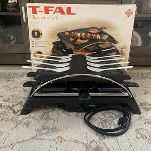 T-Fal Raclette Grill Non Stick 8 Trays Adjustable Thermostat TFal Tefal